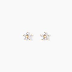 Boucles D'oreilles Puces Or Jaune Convallaria Oxydes