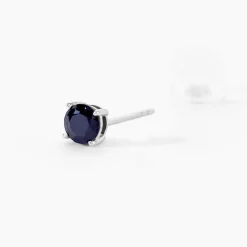 Boucles D'oreilles Puces Or Blanc Zubin Saphir