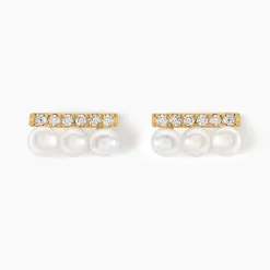 Boucles D'oreilles Puces Or Jaune Patxi Perles Oxydes