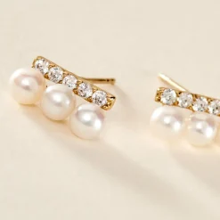 Boucles D'oreilles Puces Or Jaune Patxi Perles Oxydes