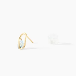 Boucles D'oreilles Puces Or Jaune Berecyntia Topaze