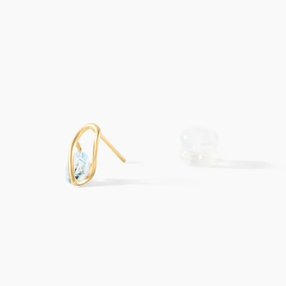 Boucles D'oreilles Puces Or Jaune Berecyntia Topaze