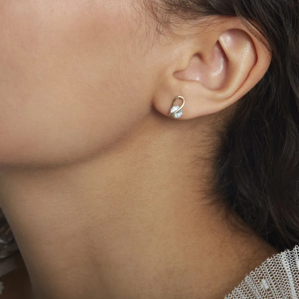Boucles D'oreilles Puces Or Jaune Berecyntia Topaze