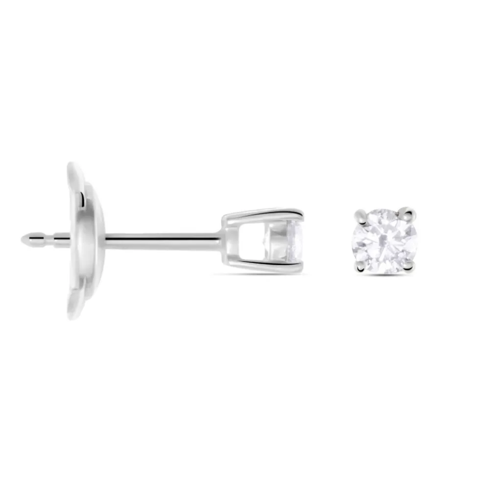 Boucles D'oreilles Puces Or Blanc Victoria Diamants