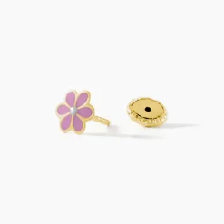 Boucles D'oreilles Puces Or Jaune Talia Email