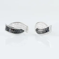 Boucles D'oreilles Puces Oia Or Blanc Diamant