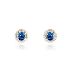 Boucles D'oreilles Puces Or Rose Maeva Topazes Oxydes De Zirconium
