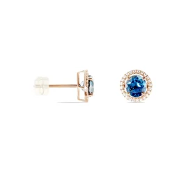 Boucles D'oreilles Puces Or Rose Maeva Topazes Oxydes De Zirconium