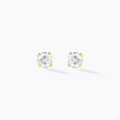 Boucles D'oreilles Puces Pepita Or Jaune Oxyde De Zirconium