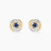 Boucles D'oreilles Puces Potentille Or Jaune Saphir