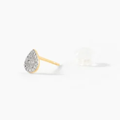 Boucles D'oreilles Puces Pear C Or Jaune Diamant