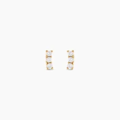 Boucles D'oreilles Puces Plaqué Or Jaune Alodia Oxydes De Zirconium