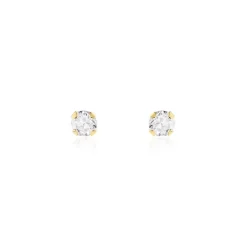 Boucles D'oreilles Puces Pepita Or Jaune Oxyde De Zirconium
