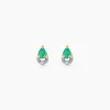 Boucles D'oreilles Puces Parry Or Jaune Emeraude Diamant