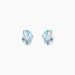 Boucles D'oreilles Puces Prudencia Or Blanc Topaze