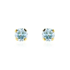 Boucles D'oreilles Puces Pepita Or Jaune Oxyde De Zirconium