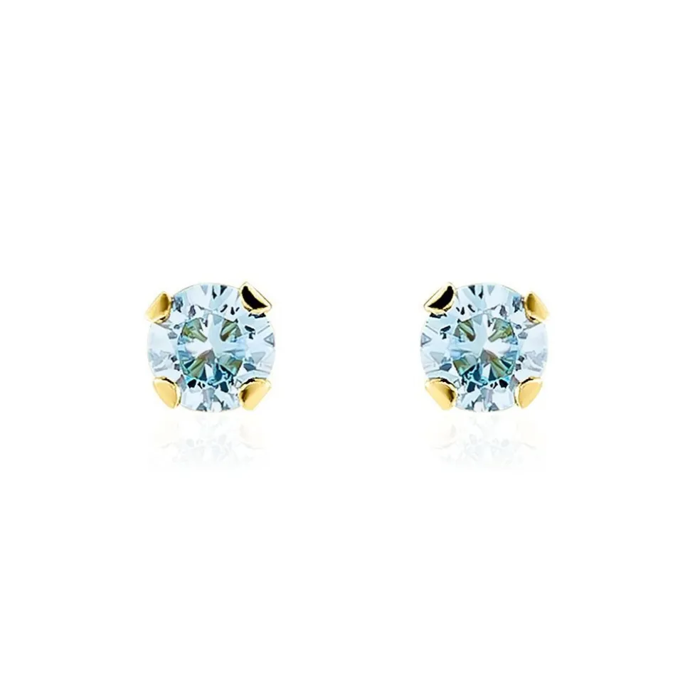 Boucles D'oreilles Puces Pepita Or Jaune Oxyde De Zirconium