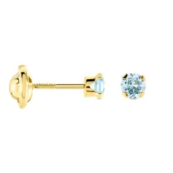 Boucles D'oreilles Puces Pepita Or Jaune Oxyde De Zirconium