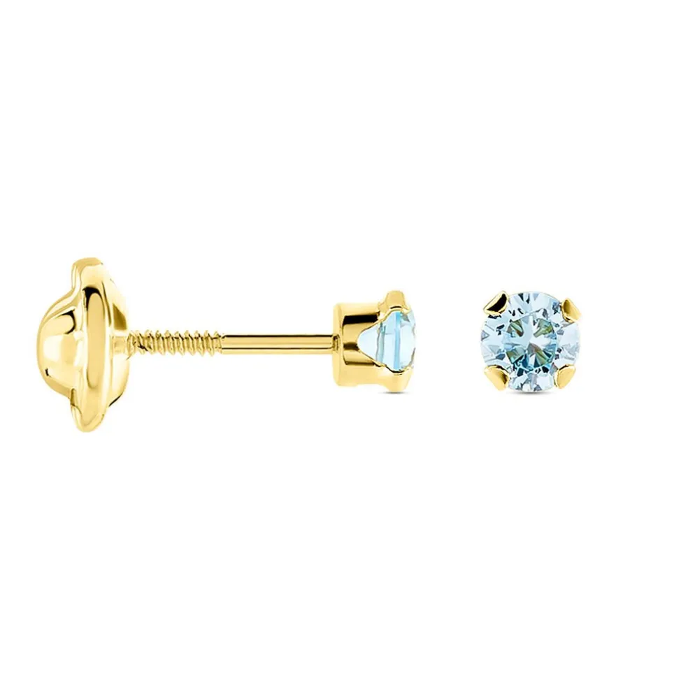 Boucles D'oreilles Puces Pepita Or Jaune Oxyde De Zirconium
