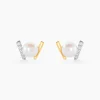 Boucles D'oreilles Puces Pearly Or Jaune Perle De Culture Oxyde