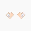 Boucles D'oreilles Puces Rossana Argent Rose Pierre De Synthese
