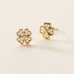 Boucles D'oreilles Puces Rhosyn Plaqué Or Jaune Oxyde