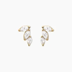 Boucles D'oreilles Puces Siona Plaque Or Jaune Oxyde De Zirconium