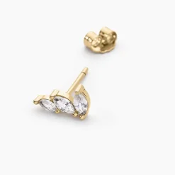 Boucles D'oreilles Puces Siona Plaque Or Jaune Oxyde De Zirconium
