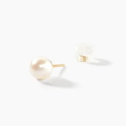 Boucles D'oreilles Puces Suki Or Jaune Perle De Culture