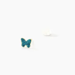 Boucles D'oreilles Puces Solena Papillon Or Jaune