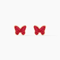 Boucles D'oreilles Puces Solena Papillon Or Jaune
