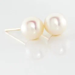 Boucles D'oreilles Puces Suki Or Jaune Perle De Culture