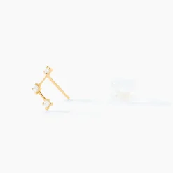 Boucles D'oreilles Puces Sterre Or Jaune Oxyde De Zirconium