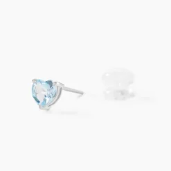 Boucles D'oreilles Puces Salona Or Blanc Topaze
