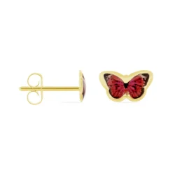 Boucles D'oreilles Puces Sulivia Papillon Or Jaune