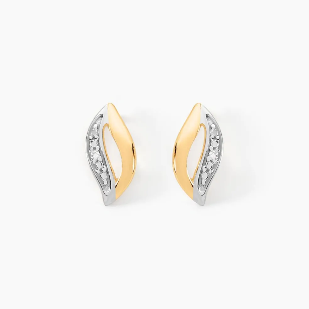 Boucles D'oreilles Puces Smeralda Or Jaune Diamant