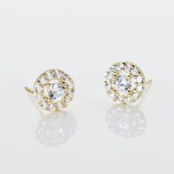 Boucles D'oreilles Puces Tahera Or Jaune Oxyde De Zirconium
