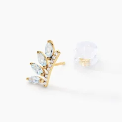 Boucles D'oreilles Puces Tiara Or Jaune Topaze Oxyde De Zirconium