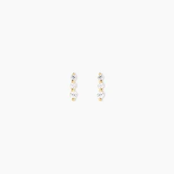 Boucles D'oreilles Puces Tria Or Jaune Oxyde De Zirconium