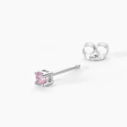 Boucles D'oreilles Puces Tehora Argent Blanc Oxyde De Zirconium