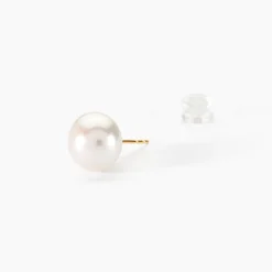 Boucles D'oreilles Puces Ursulina Or Jaune Perle De Culture