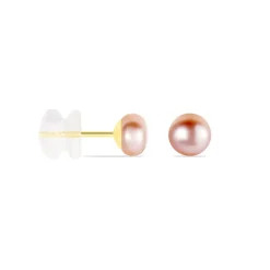 Boucles D'oreilles Puces Ursulina Or Jaune Perle De Culture