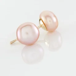 Boucles D'oreilles Puces Ursulina Or Jaune Perle De Culture