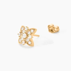 Boucles D'oreilles Puces Vaiana Plaqué Or Jaune Oxyde De Zirconium