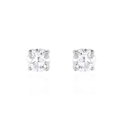 Boucles D'oreilles Puces Victoria Platine Blanc Diamant