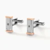 Boutons De Manchettes Dax Acier Bicolore Oxyde De Zirconium