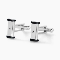 Boutons De Manchettes Dax Acier Bicolore Oxyde De Zirconium