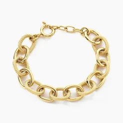 Bracelet Aelia Maille Alternee Acier Jaune