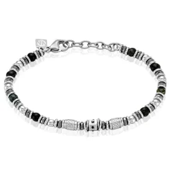 Bracelet Cliff Acier Gris Labradorite Hématite Oxyde De Zirconium