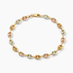 Bracelet Dami Maille Grain De Café Or Tricolore